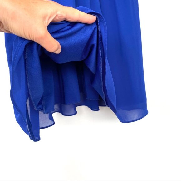 Royal blue mini dress with elasticized waist - Picture 7 of 10